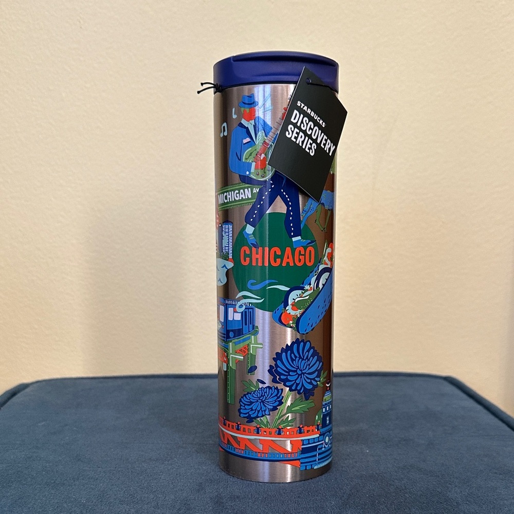 Starbucks Chicago Discovery Series Tumbler with Blue and Green Accents